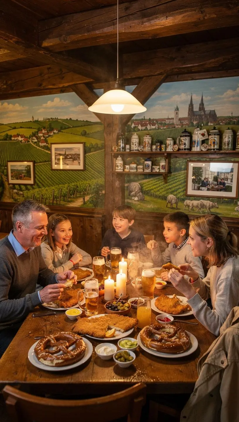 Gemütliches Café in einer historischen Stadt mit einladenden Tischen im Freien.
